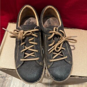 Born Trevan Shoes Women's 10 Brown Suede Leather Comfort Derby Oxford Sneakers